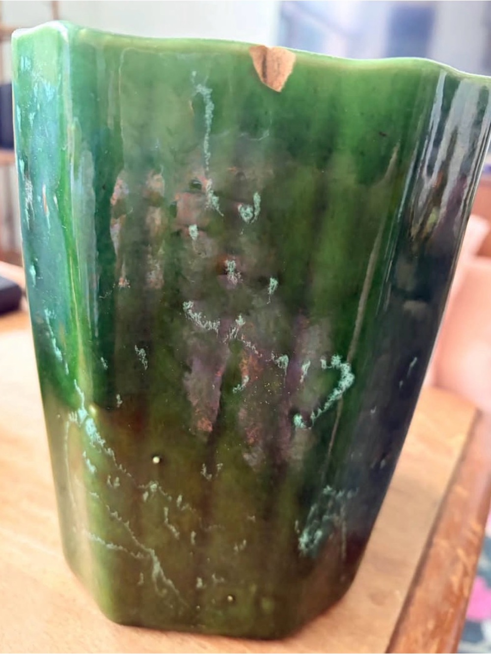 Vintage Green Ceramic Planter / Cache Pot - Picture 2 of 6
